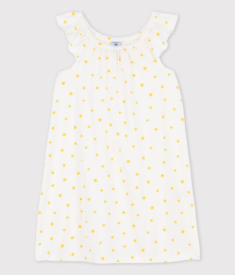 Camis&oacute;n de manga corta con soles de algod&oacute;n de ni&ntilde;a blanco/amarillo