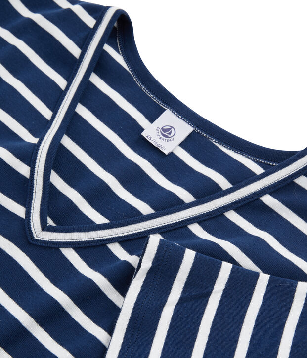 Camiseta ic&oacute;nica para mujer azul/blanco