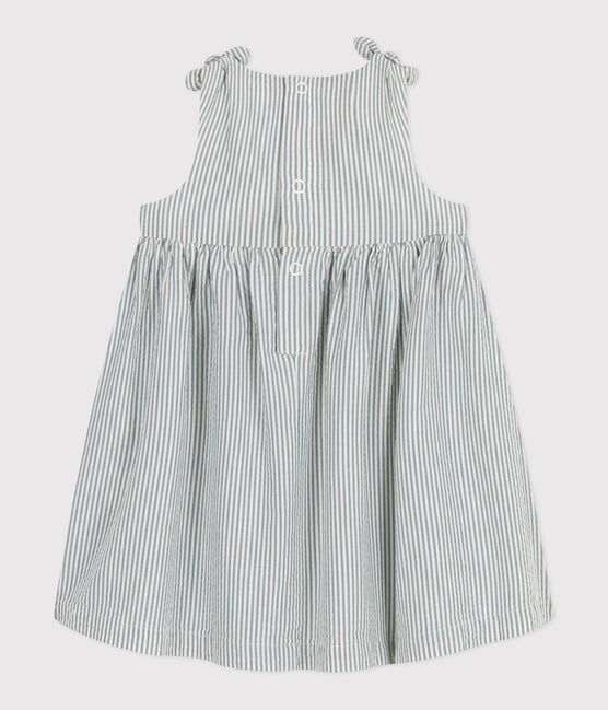 Vestido sin mangas de algodón a rayas para bebé blanco MARSHMALLOW/azul BRUT
