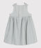 Vestido sin mangas de algodón a rayas para bebé blanco MARSHMALLOW/azul BRUT