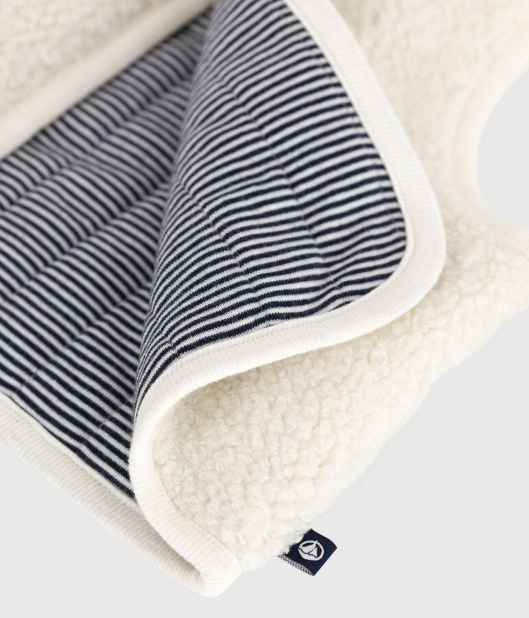 Chaleco de algod&oacute;n milrayas y borreguito para beb&eacute; crudo/multicolor