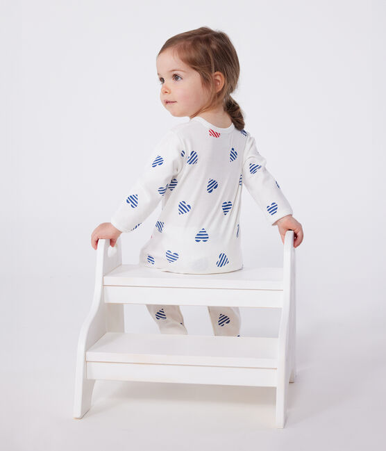 Pijama de algodón con corazones para bebé blanco MARSHMALLOW/blanco MULTICO