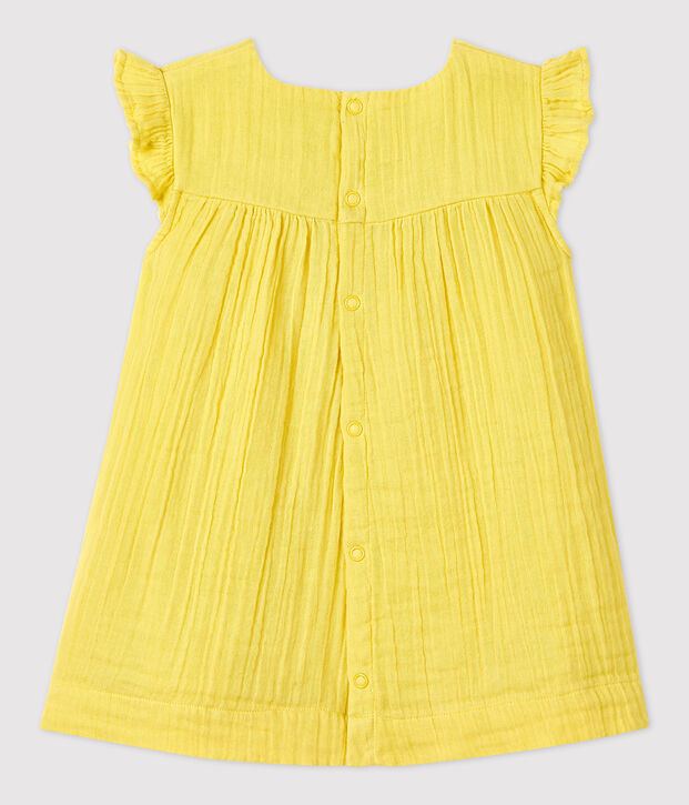 Vestido de gasa de algod&oacute;n ecol&oacute;gico para beb&eacute; amarillo