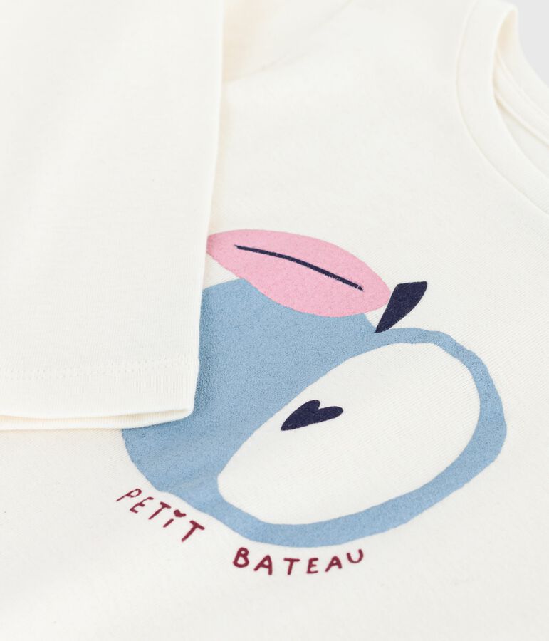 Camiseta infantil de algod&oacute;n de manga larga con estampado crudo/multicolor