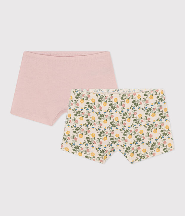 Juego de 2 culottes infantiles con flor de algod&oacute;n multicolor