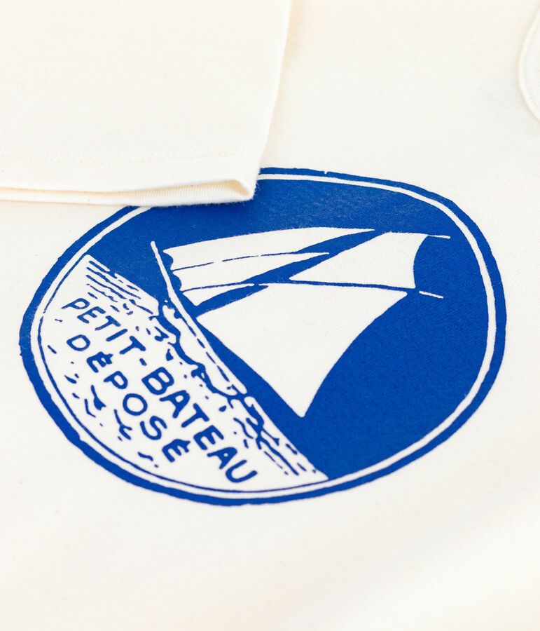 Camiseta de algod&oacute;n de manga larga para beb&eacute; crudo/azul