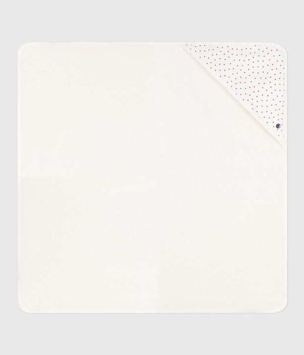 Capa de ba&ntilde;o de algod&oacute;n para beb&eacute; blanco/rojo