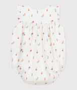 Pelele de algodón con estampado de flores campestres para bebé blanco MARSHMALLOW/blanco MULTICO