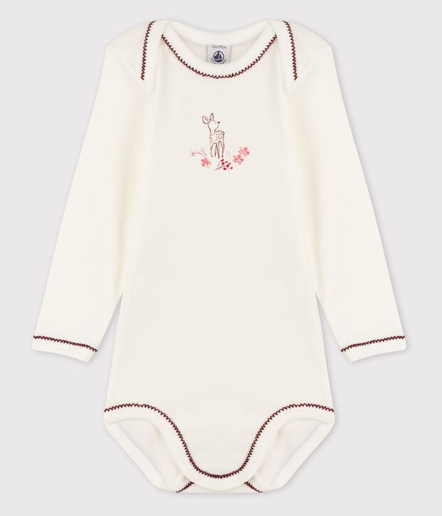 Bodi de manga larga de beb&eacute; ni&ntilde;a blanco/rojo