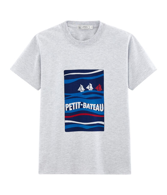 Camiseta mixta con motivo de postal gris POUSSIERE CHINE
