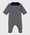Pijama de terciopelo con la milrayas para bebé niño azul SMOKING/blanco MULTICO