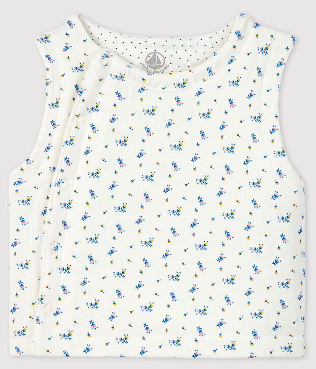 Chaleco reversible de algod&oacute;n biol&oacute;gico enguatado blanco/azul