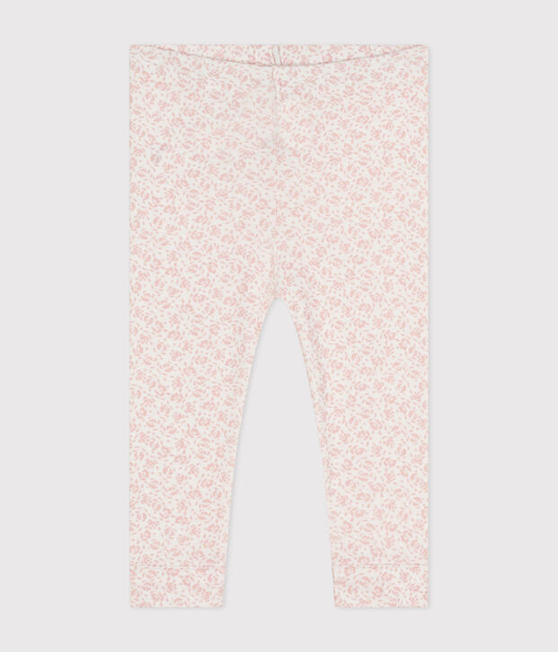 Mallas de algod&oacute;n estampado para beb&eacute; blanco/rosa