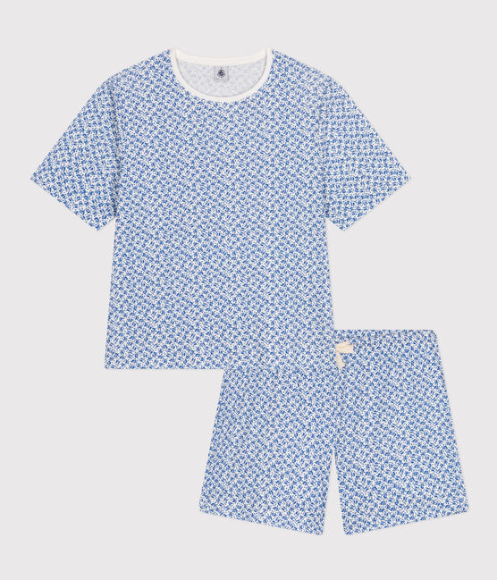 Pijama con pantalón corto y camiseta de algodón con motivo floral para mujer azul MARSHMALLOW/ INCOGNITO