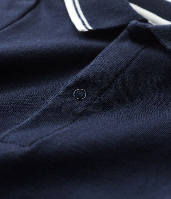 Bodi de manga corta con cuello de polo de algodón de bebé azul SMOKING