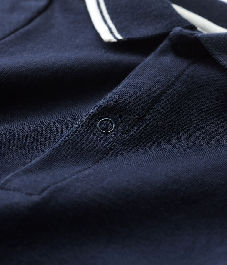 Bodi de manga corta con cuello de polo de algod&oacute;n de beb&eacute; azul SMOKING