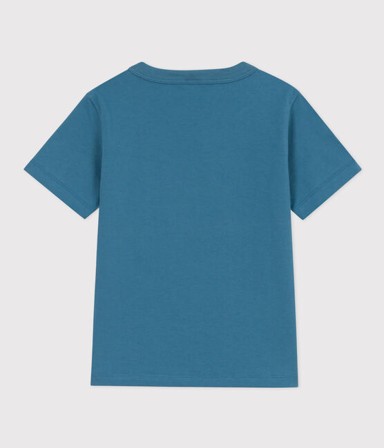 Camiseta de algodón de manga corta para niño azul LAVIS