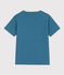 Camiseta de algodón de manga corta para niño azul LAVIS