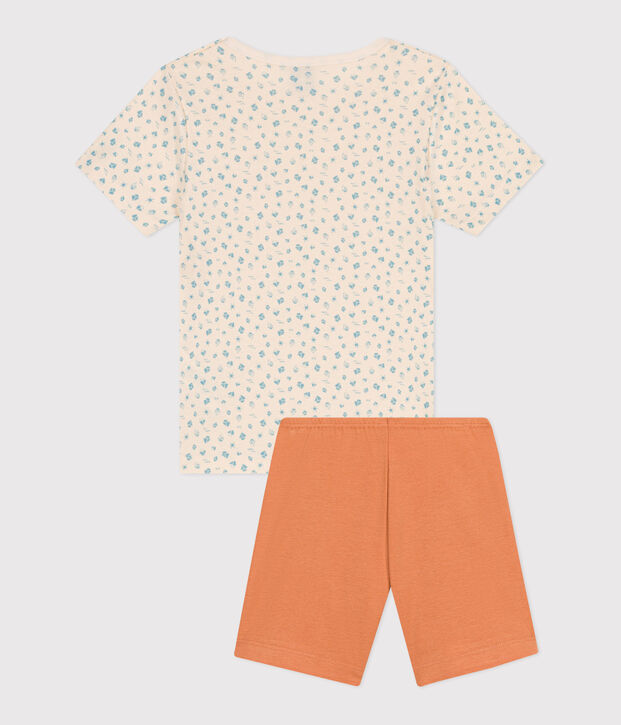Pijama corto infantil de algod&oacute;n naranja/multicolor