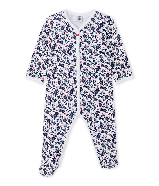 Pijama estampado para beb&eacute; ni&ntilde;a blanco/multicolor