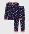 Pijama infantil de algodón con pierna muy ajustada y estampado de estrellas azul SOIR/ MARSHMALLOW