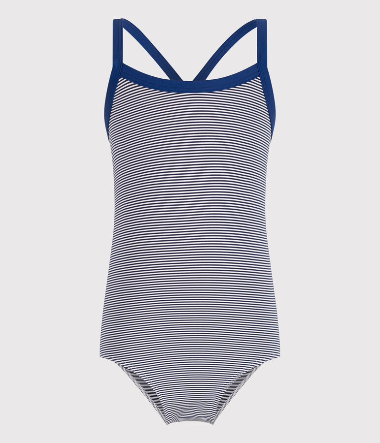 Ba&ntilde;ador a rayas de ni&ntilde;a azul/blanco