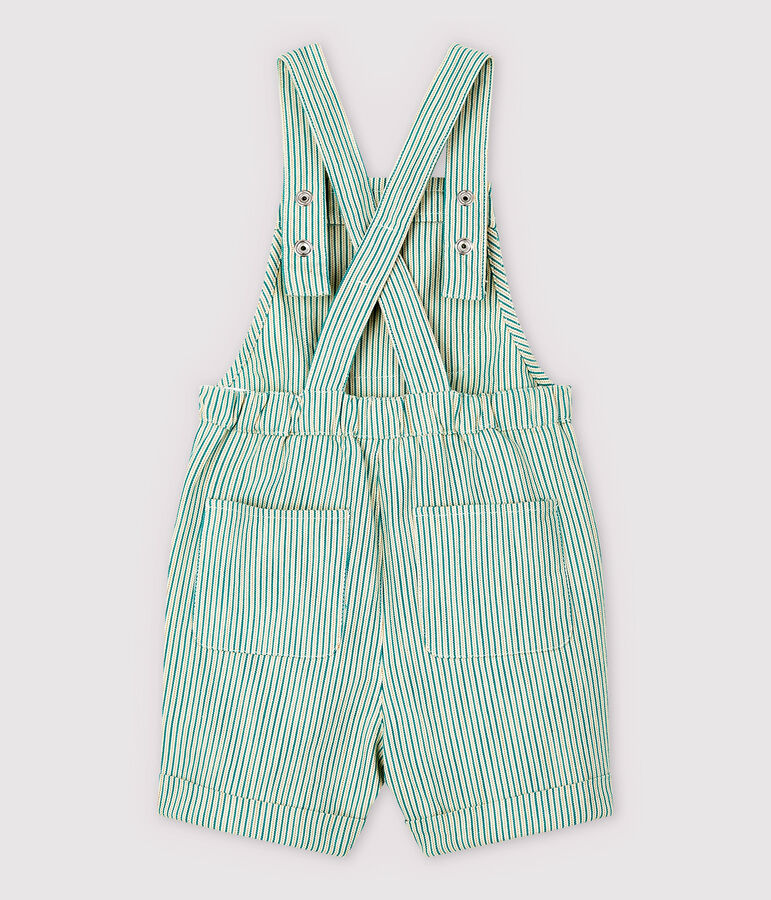 Peto corto de sarga irresistible de beb&eacute; ni&ntilde;o blanco/verde