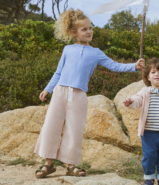 Camiseta de algodón de niña azul SKY CHINE