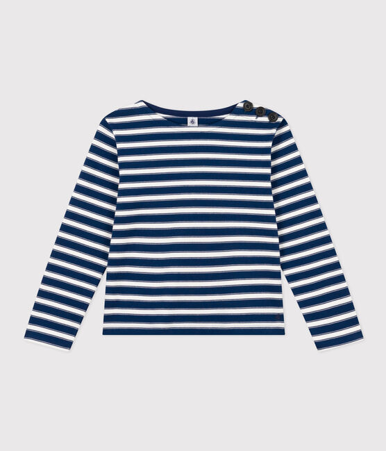 Marinera de algodón con botones para mujer azul MEDIEVAL/blanco MARSHMALLOW