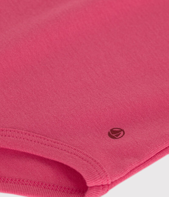 Body liso de algodón de manga corta para bebé rosa PEONIA
