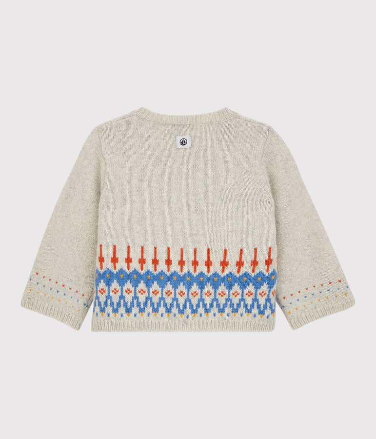 C&aacute;rdigan de Jacquard de beb&eacute; de tejido de punto con lana. beige