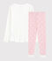 Pijama de algodón de chica/mujer blanco MARSHMALLOW/rosa MINOIS