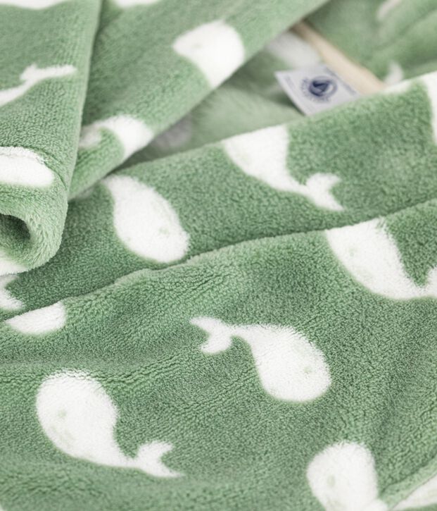 Bata polar infantil estampada verde/blanco