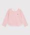 Camiseta infantil de manga larga a rayas rosa/crudo