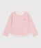 Camiseta infantil de manga larga a rayas rosa/crudo