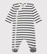 Pijama enterizo de rayas de canalé de bebé