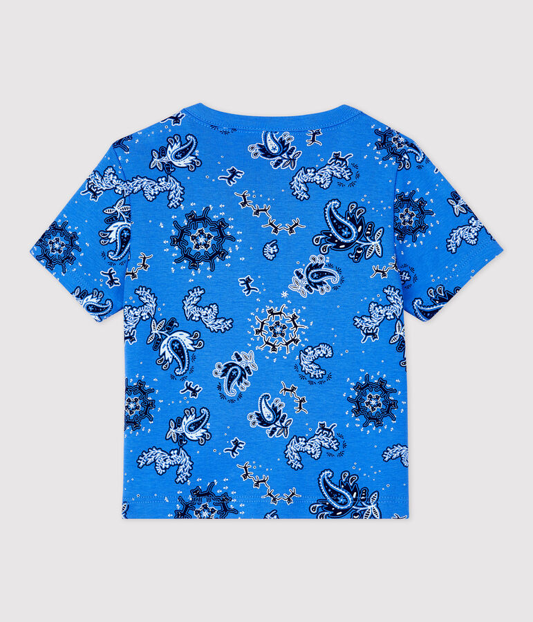 Camiseta de manga corta con estampado de bandana de algod&oacute;n ecol&oacute;gico de beb&eacute; azul BRASIER/blanco MULTICO