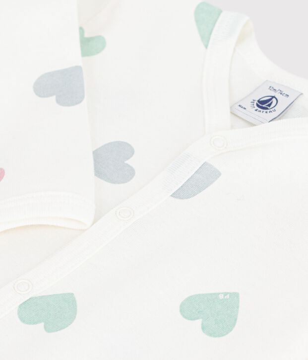 Pyjama b&eacute;b&eacute; en coton sans pieds imprim&eacute; c&oelig;urs blanco/multicolor
