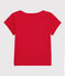 Camiseta de manga corta de algodón orgánico de niña rojo PEPS