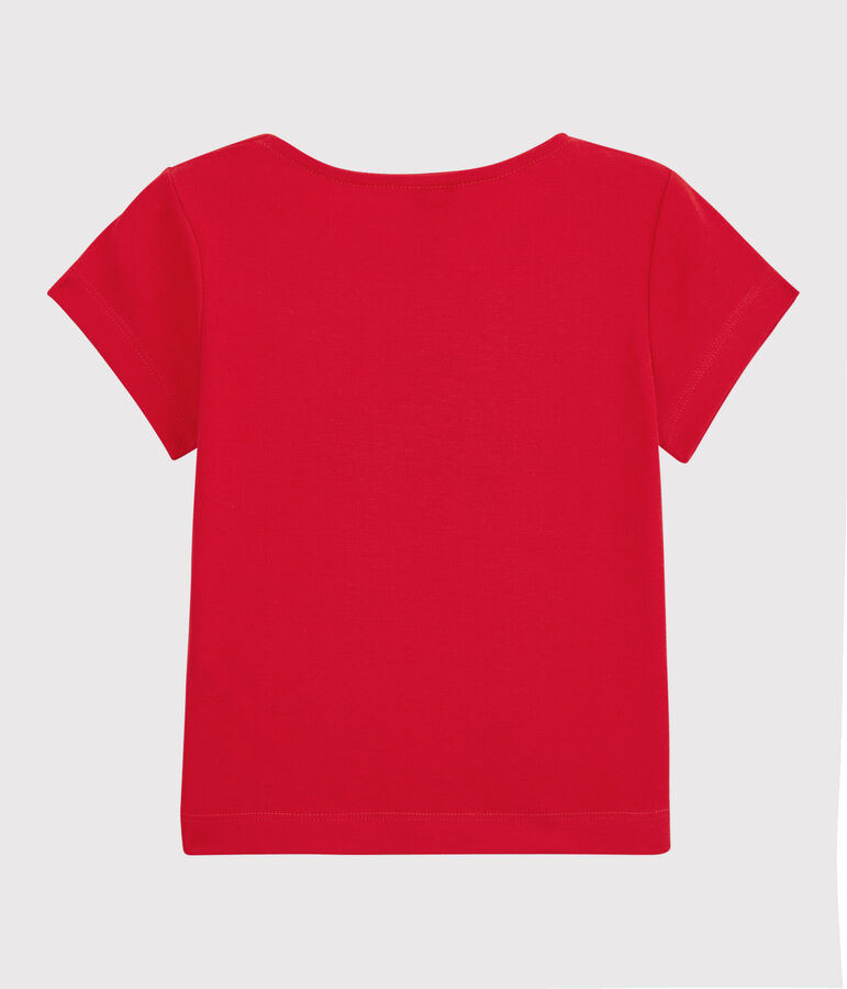 Camiseta de manga corta de algod&oacute;n org&aacute;nico de ni&ntilde;a rojo