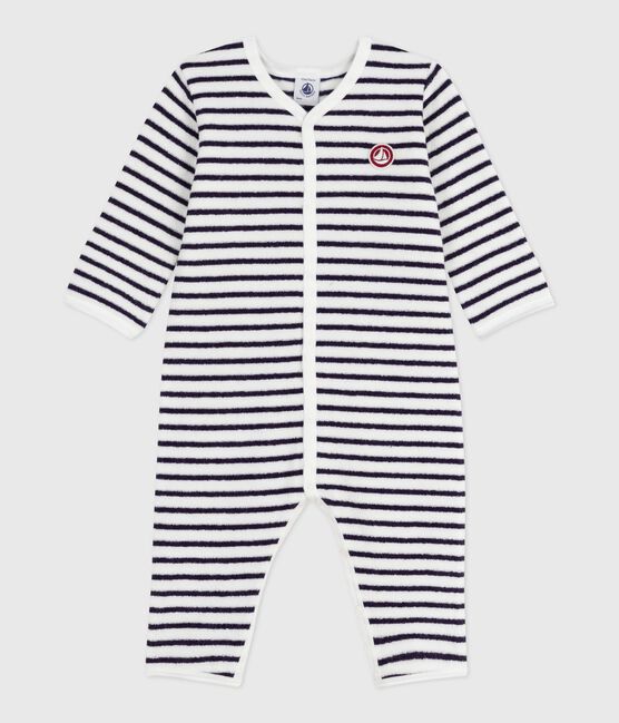 Pijama sin pies de algodón con estampado de rayas para bebé azul MILK/ SOIR