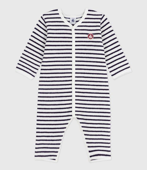 Pijama sin pies de algod&oacute;n con estampado de rayas para beb&eacute; azul/azul