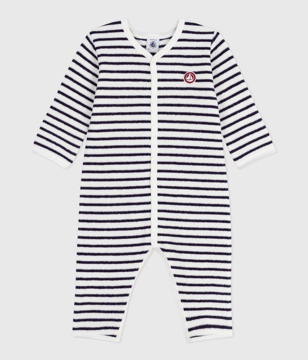 Pijama sin pies de algod&oacute;n con estampado de rayas para beb&eacute; azul/azul