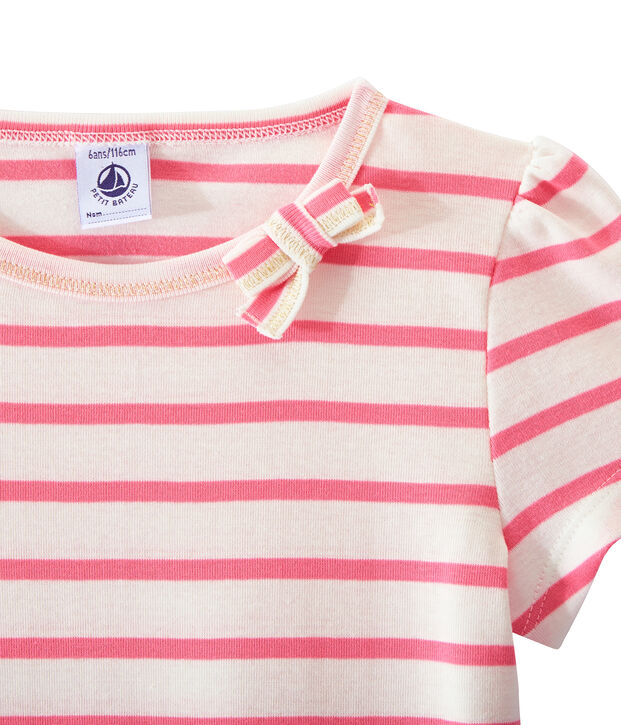 Camiseta chica a rayas marineras/ Camiseta chica de rayas marineras blanco/rosa