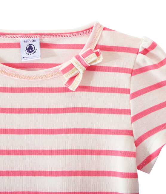 Camiseta chica a rayas marineras/ Camiseta chica de rayas marineras blanco MARSHMALLOW/rosa PETAL