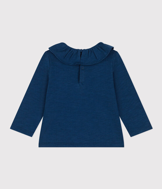 Blusa de punto flameado de manga larga para bebé azul INCOGNITO