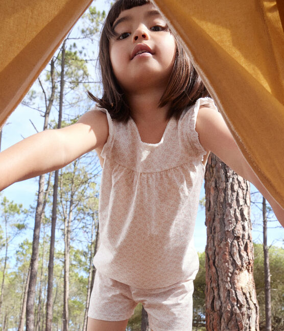 Pijama corto infantil de algodón con estampado de flores MARSHMALLOW/ PANTY