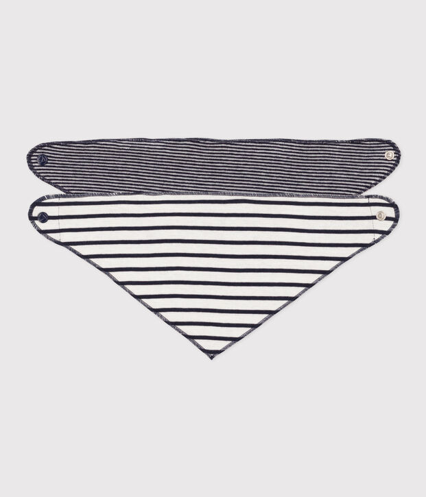 Juego de 2 bandanas-baberos a rayas de beb&eacute; multicolor
