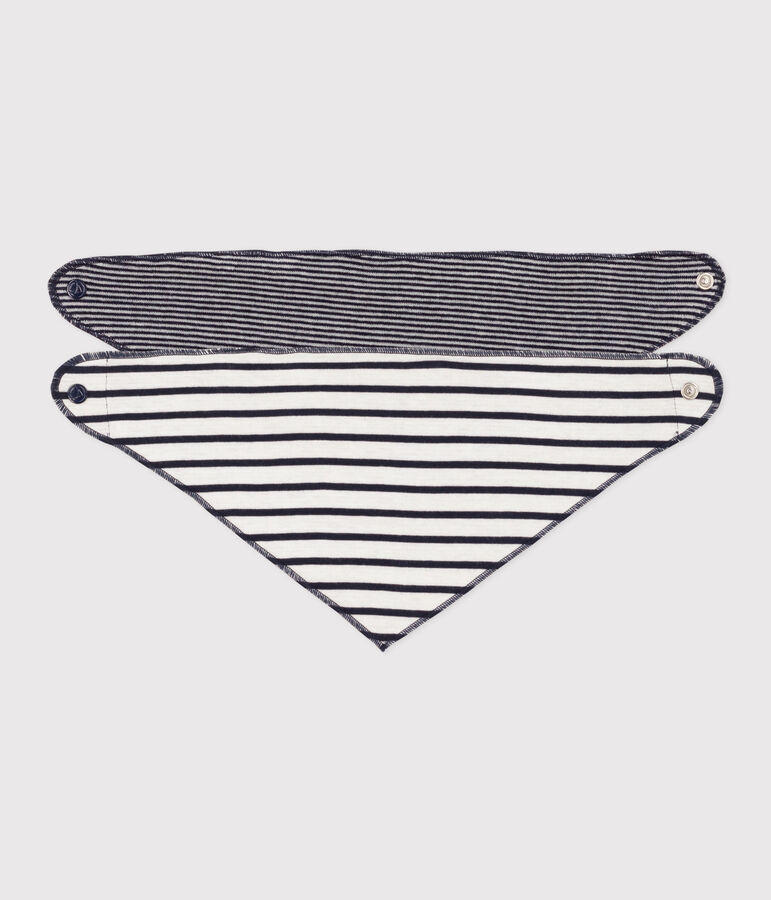 Juego de 2 bandanas-baberos a rayas de beb&eacute; variante 1