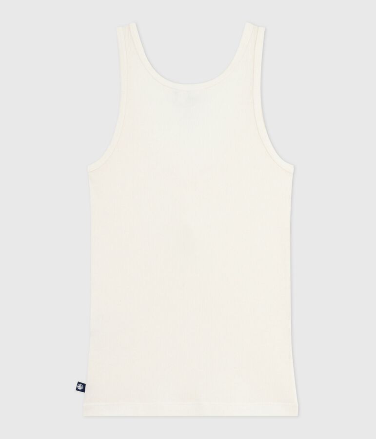 Camiseta ligera de tirantes de lana y algod&oacute;n para mujer crudo